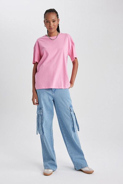 DeFacto Oversize Fit tričko s krátkým rukávem Crew Neck