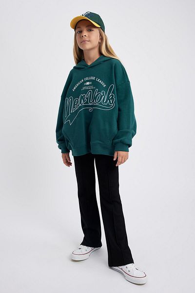 DeFacto Übergroßes bedrucktes Kapuzen-Sweatshirt für Mädchen – A6157a823au