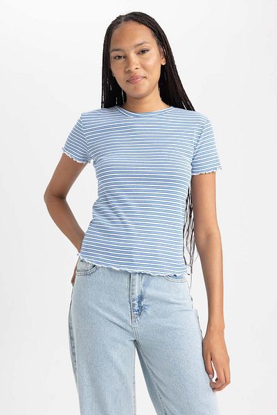 DeFacto Slim Fit tričko s krátkým rukávem Crew Neck