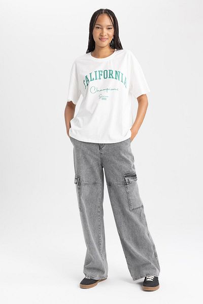 DeFacto Oversize Wide Fit Crew Neck Short Sleeve T-Shirt B0661Axns