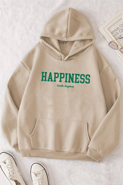 Trend Sizde Hanorac unisex oversize cu imprimeu Happiness