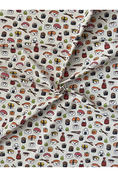 Niks Home Țesătură poplin cu model 100% bumbac - Cremă Happy - Lățime: 160 cm