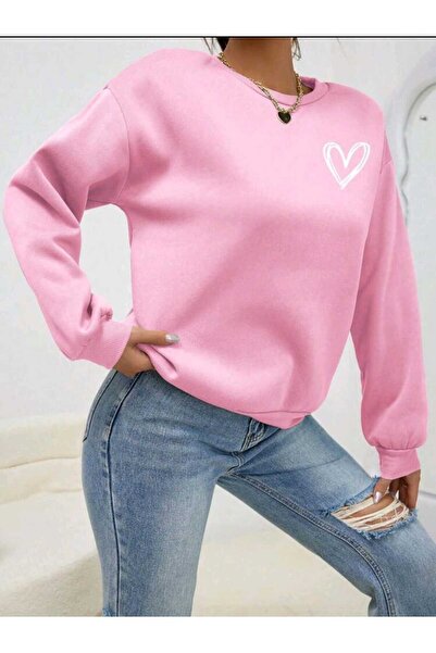 FAVORİST KALP Štampano okrugla kragna Dukserica (MEKANA) Širokog kroja ( Over...