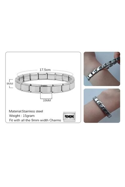 Kaeria Accessory Steel Silver Red Heart Detailed Italian Charm Attachment Link