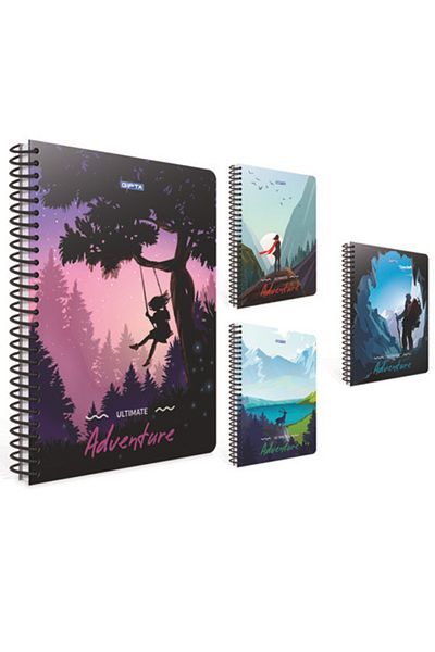 Gıpta Adventure A4 100 Sheets Striped Spiral Cardboard Cover 3 Notebook Set (3 Pieces)
