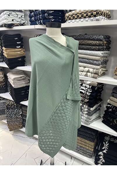 nazipek Pamuklu Akrilik Örme Desenli Yüksek Kalite Yosun Yeşili Şal 180x80cm ...