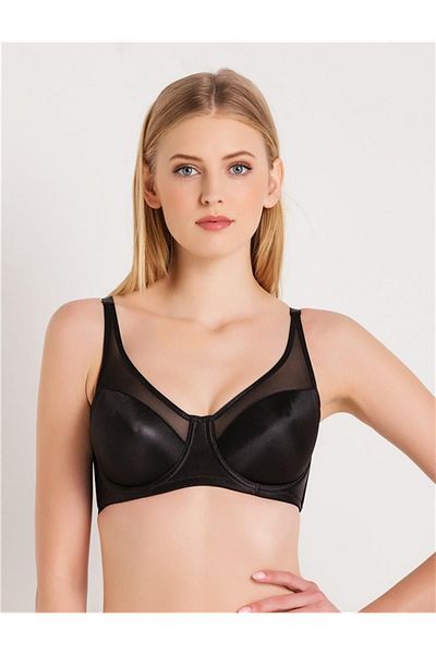 Magic Form Plus Size Gathering Black Color Hollow Bra C1T7N8O3