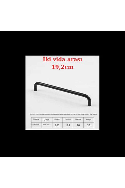 ARON (2 PCS) U HANDLE 192MM MATTE BLACK TV UNIT DRAWER CONSOLE DRAWER KITCHEN DOOR HANDLE