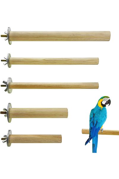 Alyones 5 pieces AlY Wooden Bird Perches, Perches for Budgies, Canaries, Cockatiels