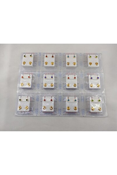 Newa Jewellry Antialerjik Zirkon Taşlı Kulak Delme Küpesi, Cerrahi Çelik Küpe 12 Çift Çelik Küpe