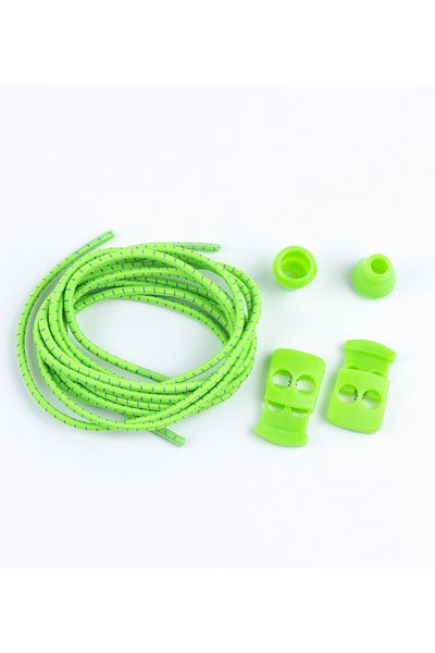 AiryFooT Smart Laces, Practical Elastic Shoelaces 100 Cm (Green Striped)