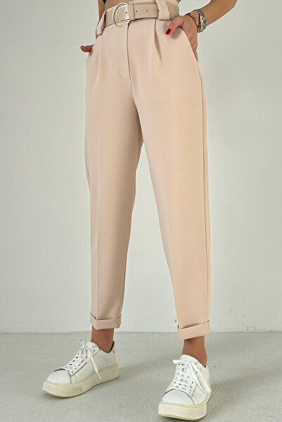 LAMİRA Kadın Duble Paça Kemerli Bagi Kumaş Pantolon