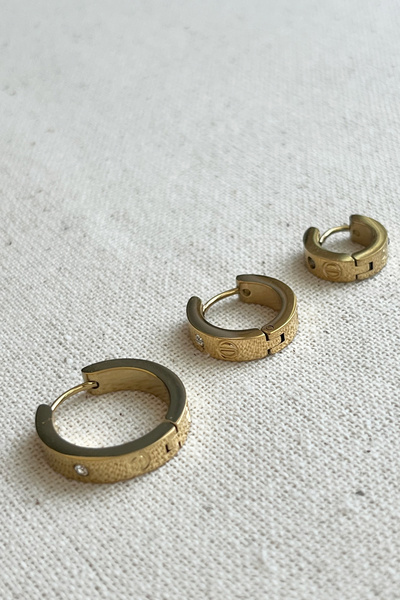 MODA Caprea Steel Triple Mark Earrings for Women Gold Color Tarnish Stainless...