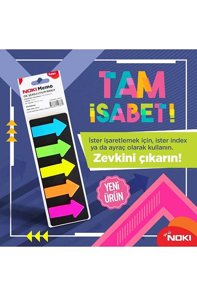 SEYFİKİRTASİYE Arrow Shaped Transparent Film Index (5 COLORS X 20 SHEETS)