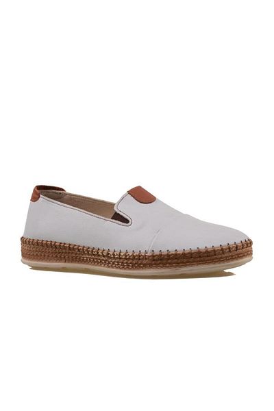 m2s White Tan Elastic Soft Genuine Leather Women's Shoes