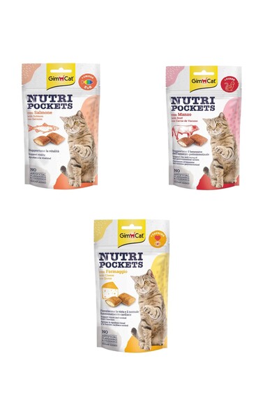 Gimcat Nutripockets 3 lü set ( Somon, Biftek, Peynir Taurin)