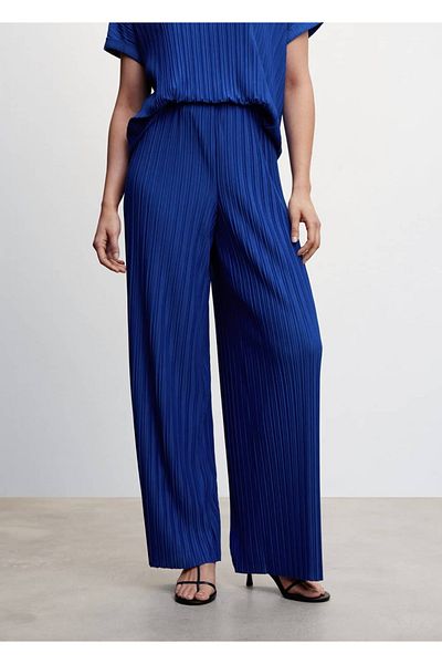 MANGO Woman Pantaloni plisați cu picioare late