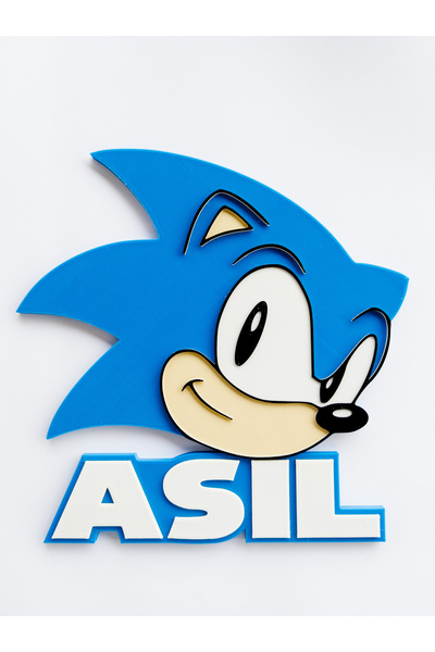 Atlas 3 Boyutlu Kirpi Sonic Çocuk Odası Dekor Kapı Ve Duvar Süsü Parti Süsü