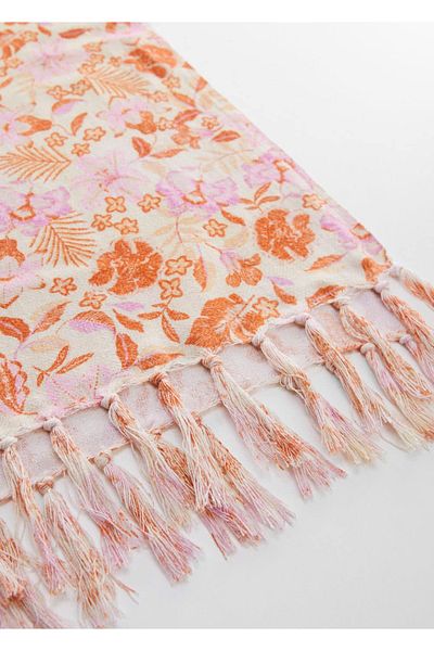 MANGO Woman Handtuch mit Blumenmuster, 100 % Baumwolle