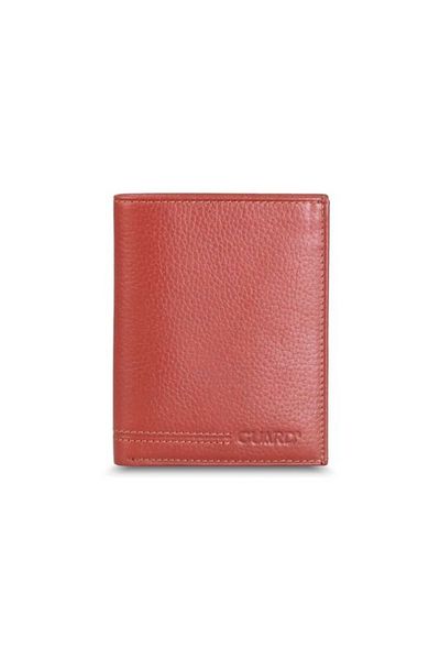 GUARD Red Tan Leather Men's Wallet with Cross Card Compartment