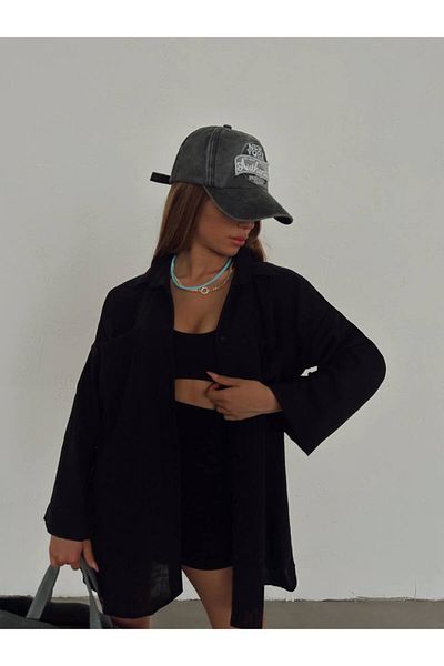 LB Laluna Butik Cămașă cu aspect de in cu buzunare dublu de damă