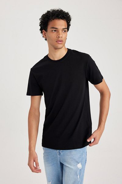 DeFacto Μπλουζάκι Crew Neck Slim Fit Basic
