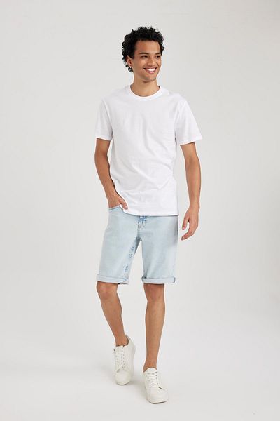 DeFacto Slim-Fit-Basic-T-Shirt mit Rundhalsausschnitt