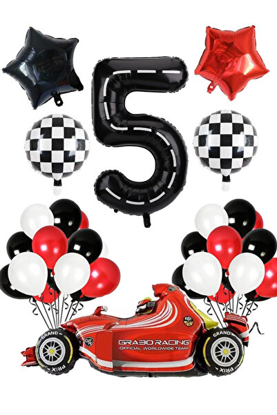Patladı Gitti 5 Yaş Yarış Arabası Temalı Doğum Günü Parti Kutlama Balon Seti