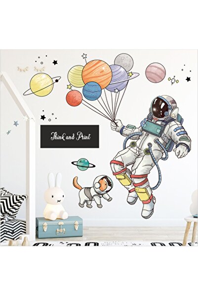 Think And Print Uzayda Astronot Uzay Mekiği Gezegenler Ve Yıldızlar