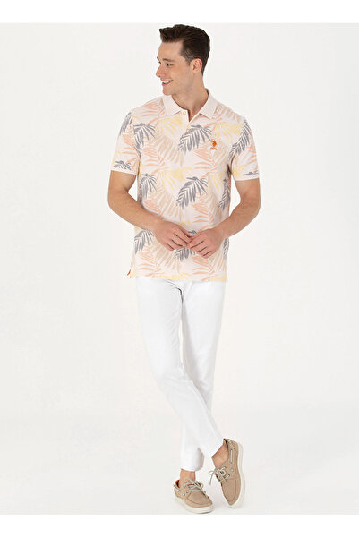 U.S. Polo Assn. Pánské tričko U.S. Polo Assn. Polo Neck Ecru SASARI