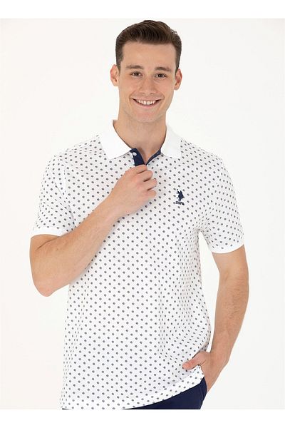U.S. Polo Assn. Πόλο Ασν. Ανδρικό μπλουζάκι Polo Neck White OTAVAIY023
