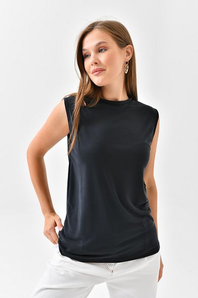 mirach Women's Singlet Black Zero Collar Women's Zero Sleeve Blouse Zero Sleeve Singlet Zero Sleeve T-shirt Sleeveless Singlet