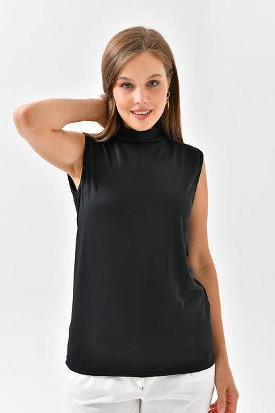 mirach Women's Athlete Black Stand Collar Turtleneck Body Blouse Thermal Underwear Tank Top Zero Sleeve Blouse Women's Athlete