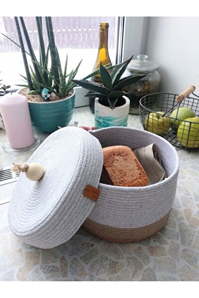 karelim home منظم ديكور متعدد الأغراض سلة حبل الجوت 25x12