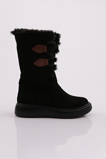 DGN Women's Button Detailed Fur Lined Boots Black 29293371