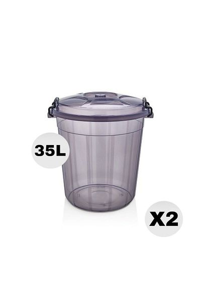TAKYAKA Premium Lockable Food / flour / Pulses Storage Bucket 35 Lt 2 Pieces Large Size