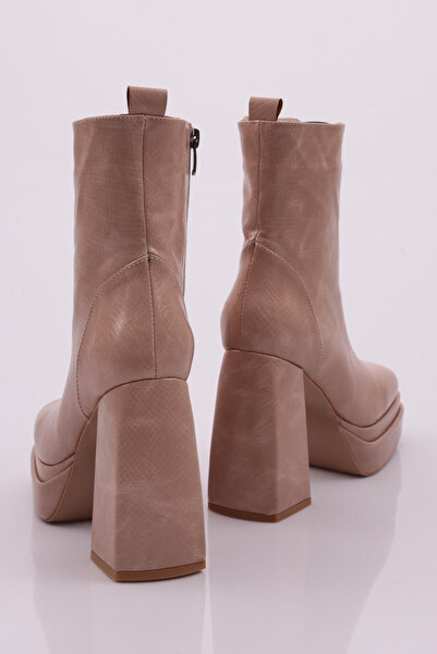 DGN Γυναικείες μπότες με τακούνι με κορδόνια μπροστά, μπεζ Snake Senyora 311093285