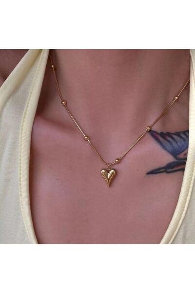 BORENO قلادة دوريكا على شكل قلب مطلية بالذهب من الفولاذ المقاوم للصدأ