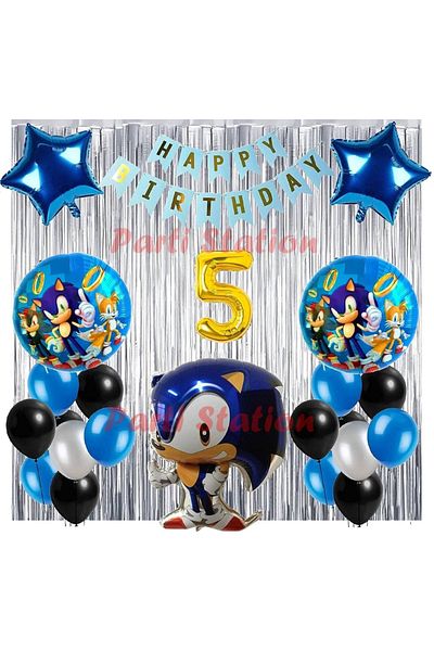 Parti Station Fox Sonic Boom Concept 5 Year Old Balloon Set Sonic Boom Theme Birthday Background Decoration Balloon Set