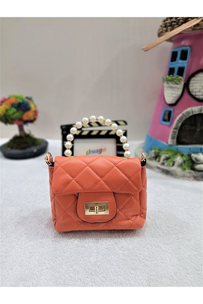 ikosga HANDBAGS AND HANDBAGS WITH PEARL HANDLE WITH SOFT CHAIN ORANGE