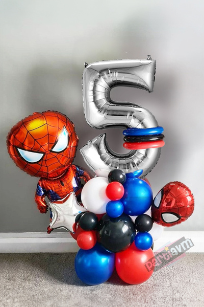 PARTİAVM Örümcek Adam Spiderman Gümüş Gri Rakam Balon Karşılama Seti