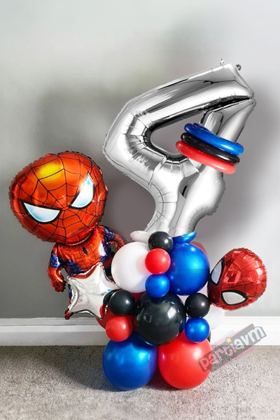 PARTİAVM Örümcek Adam Spiderman Gümüş Gri Rakam Balon Karşılama Seti