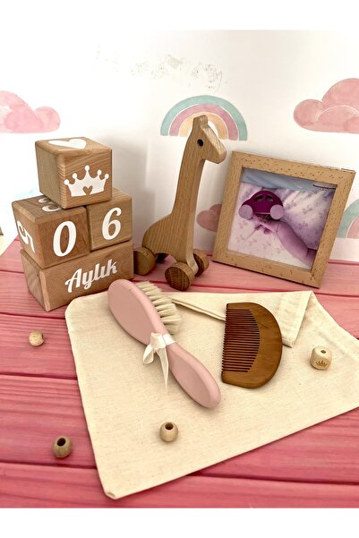 mogokids Bebek anı küpü 5li set ,ahşap dekor