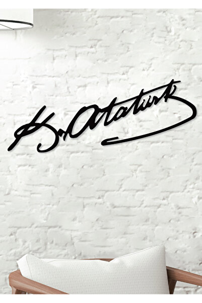 Gowpenart Atatürk İmza Dekoratif Siyah Metal Duvar Dekoru - Ev & Ofis Tablosu...