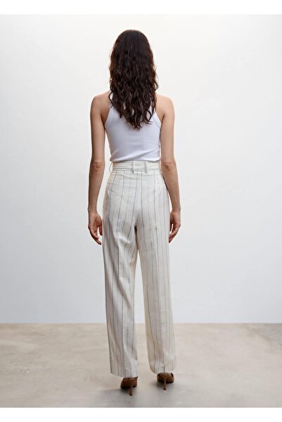 MANGO Woman Çizgili Kumaş Pantolon