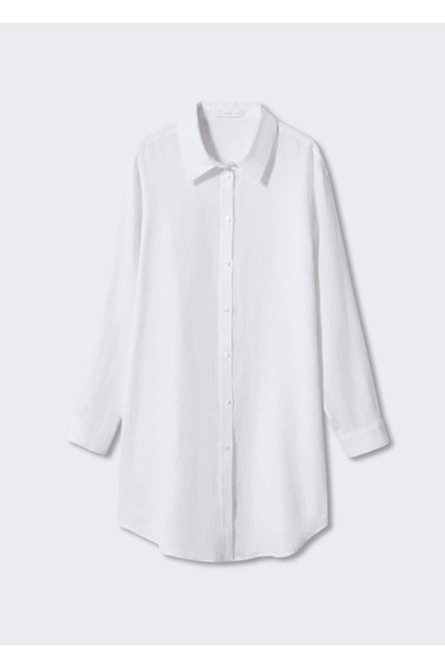 MANGO Woman Oversize Keten Gömlek