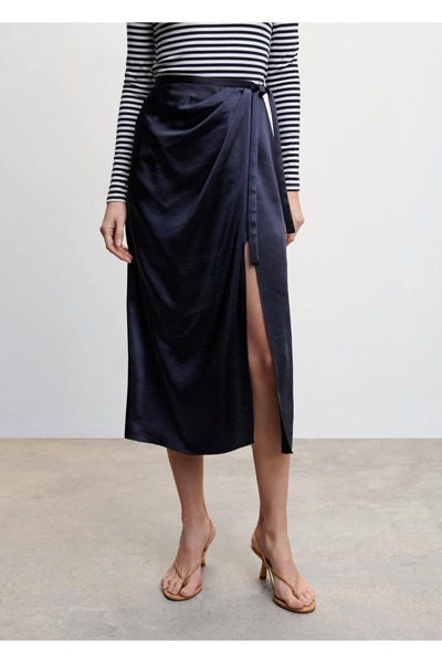 MANGO Woman Fustă Wrap din satin