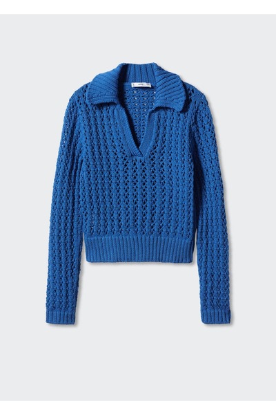 MANGO Woman Ajur Örgü Polo Yaka Kazak