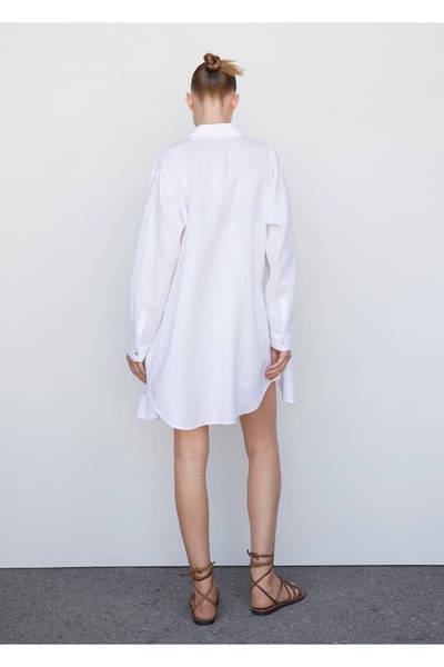 MANGO Woman Oversize Keten Gömlek