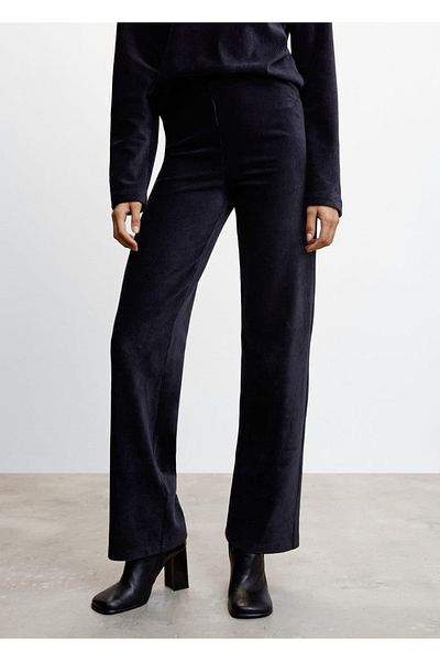 MANGO Woman Corduroy Trousers with Elastic Waist